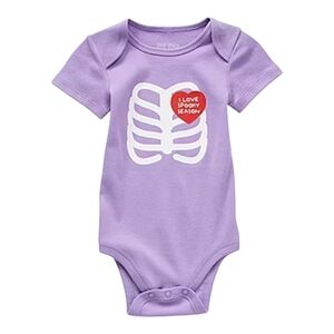 Okie Dokie Halloween Skeleton Onesie Bodysuit Purple‎ NWT Size 12 Months
